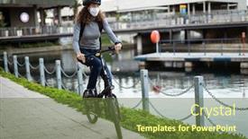  Presentation with cycling - Beautiful slides featuring caucasian-woman-out backdrop and a tawny brown colored foreground