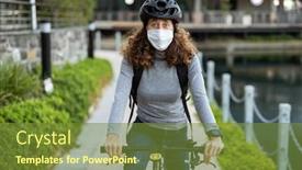  Presentation with cycling - Presentation theme featuring caucasian-woman-out background and a tawny brown colored foreground