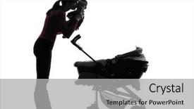  Presentation with baby in womb - Amazing PPT theme having caucasian woman prams holding baby backdrop and a light gray colored foreground