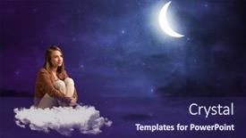  Presentation with woman in under wear - Cool new presentation theme with white cloud under the moonshine backdrop and a navy blue colored foreground