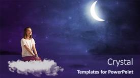  Presentation with cloud - PPT theme enhanced with white cloud under the moonshine background and a navy blue colored foreground