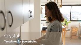  Presentation with lockdown - Beautiful presentation design featuring caucasian-woman-spending-time backdrop and a coral colored foreground