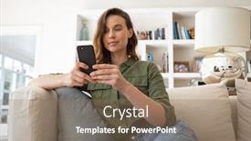  Presentation with lockdown - Cool new PPT theme with caucasian-woman-spending-time backdrop and a coral colored foreground