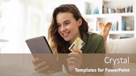  Presentation with lockdown - Slide set enhanced with caucasian-woman-spending-time background and a coral colored foreground