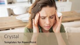  Presentation with lockdown - Amazing PPT theme having caucasian-woman-spending-time backdrop and a coral colored foreground