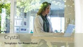  Presentation with social distancing - Amazing presentation having caucasian-woman-spending-time backdrop and a mint green colored foreground