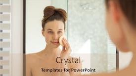  Presentation with social distancing - Presentation theme featuring caucasian-woman-spending-time background and a coral colored foreground