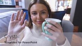  Presentation with lockdown - Slide set featuring caucasian-woman-spending-time background and a light gray colored foreground