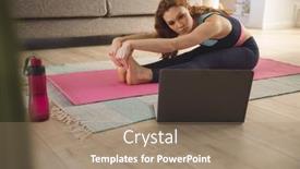  Presentation with lockdown - Beautiful PPT layouts featuring caucasian-woman-spending-time backdrop and a coral colored foreground