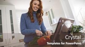  Presentation with lockdown - Beautiful PPT theme featuring caucasian-woman-spending-time backdrop and a tawny brown colored foreground