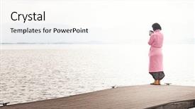  Presentation with middle ages - PPT layouts consisting of caucasian woman standing on lakeside background and a cream colored foreground