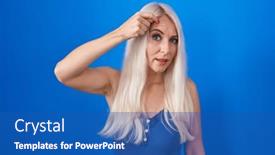  Presentation with acne - Slide set consisting of caucasian-woman-standing-over-blue background and a ocean colored foreground