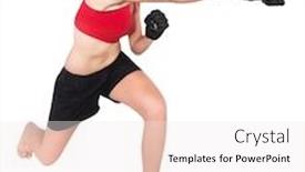  Presentation with kickboxing - Slide set with caucasian woman training is a kickboxing outfit for mixed martial arts background and a white colored foreground