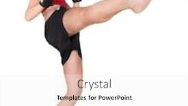  Presentation with kickboxing - Colorful presentation design enhanced with caucasian woman training is a kickboxing outfit for mixed martial arts backdrop and a white colored foreground