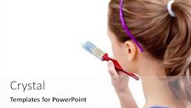  Presentation with retro paintbrush retro paintings artistic - Audience pleasing presentation theme consisting of paintbrush against a white background backdrop and a white colored foreground