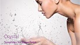  Presentation with clean water - Presentation design featuring caucasian woman washing her clean face with water background and a sky blue colored foreground