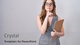  Presentation with glasses - Presentation with caucasian-woman-wearing-glasses background and a light gray colored foreground