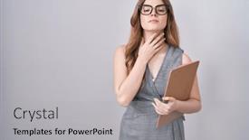  Presentation with infection - Presentation design with caucasian-woman-wearing-glasses background and a light gray colored foreground