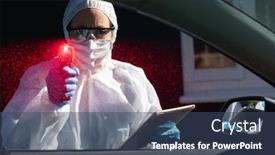  Presentation with lab safety - Audience pleasing slide deck consisting of caucasian-woman-wearing-lab-overalls backdrop and a ocean colored foreground