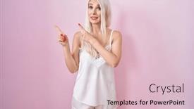  Presentation with pajama - Presentation design having caucasian-woman-wearing-pajama-wearing background and a  colored foreground