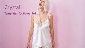  Presentation with pajama - PPT theme consisting of caucasian-woman-wearing-pajama-wearing background and a lemonade colored foreground