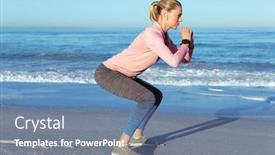  Presentation with sports - PPT theme consisting of caucasian-woman-wearing-sports-clothes background and a seafoam green colored foreground