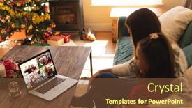  Presentation with chat - Slide deck featuring caucasian-woman-with-her-daughter background and a tawny brown colored foreground