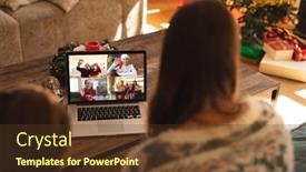  Presentation with social distancing - Cool new theme with caucasian-woman-with-her-daughter backdrop and a tawny brown colored foreground