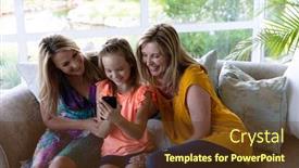  Presentation with long hair - Cool new PPT theme with caucasian-woman-with-long-blonde backdrop and a tawny brown colored foreground