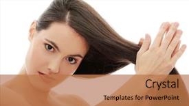  Presentation with lactation young woman breastfeeding - Presentation design consisting of caucasian woman with long hair background and a coral colored foreground