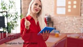  Presentation with salary - Presentation with caucasian-woman-working background and a crimson colored foreground
