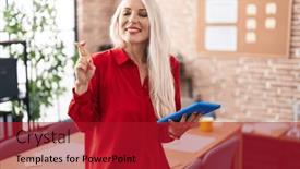  Presentation with hope - Slide set with caucasian-woman-working background and a  colored foreground