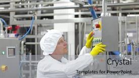  Presentation with control panel - Colorful presentation enhanced with caucasian worker at control panel backdrop and a light gray colored foreground