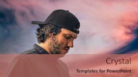  Presentation with black man - Slide deck enhanced with caucasian-working-man-in-black background and a coral colored foreground