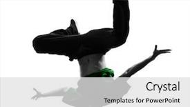  Presentation with break dance - Cool new PPT theme with caucasian young acrobatic break dance backdrop and a light gray colored foreground