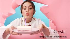  Presentation with pink birthday - Cool new theme with caucasian-young-attractive-woman-making backdrop and a coral colored foreground