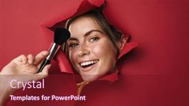  Presentation with makeup - Slide deck enhanced with caucasian-young-beautiful-brunette-woman background and a tawny brown colored foreground