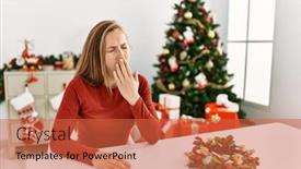  Presentation with christmas tree - Colorful presentation enhanced with caucasian-young-blonde-woman-sitting backdrop and a  colored foreground