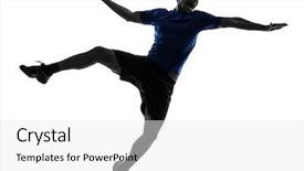  Presentation with handball - Cool new slides with caucasian young man exercising handball backdrop and a white colored foreground