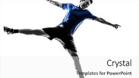  Presentation with handball - Presentation design consisting of caucasian young man exercising handball background and a white colored foreground