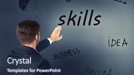  Presentation with navy blue - Colorful slide deck enhanced with caucasian young man in navy backdrop and a tawny brown colored foreground