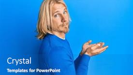  Presentation with long hair man - Slides enhanced with caucasian-young-man-with-long background and a teal colored foreground