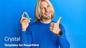  Presentation with medical sign - Cool new slides with caucasian-young-man-with-long backdrop and a ocean colored foreground