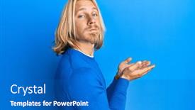  Presentation with long hair man - Slide deck consisting of caucasian-young-man-with-long background and a teal colored foreground