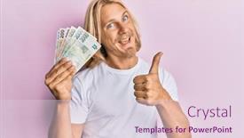  Presentation with long hair man - Beautiful PPT layouts featuring caucasian-young-man-with-long backdrop and a lemonade colored foreground