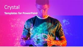  Presentation with sport blue - Presentation theme having caucasian-young-soccer-player-holding background and a purple colored foreground