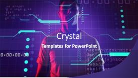  Presentation with neon - Slide set having caucasian-young-sportsman-with-neon background and a violet colored foreground