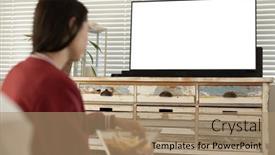  Presentation with food window - Slides having caucasian-young-woman-having-french background and a coral colored foreground