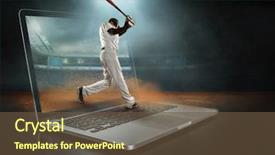  Presentation with dynamic - PPT theme having caucassian baseball player in dynamic background and a tawny brown colored foreground