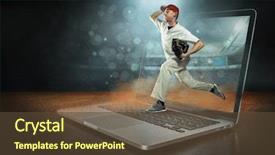  Presentation with mlb baseball game ball - Cool new theme with caucassian baseball player in dynamic backdrop and a tawny brown colored foreground